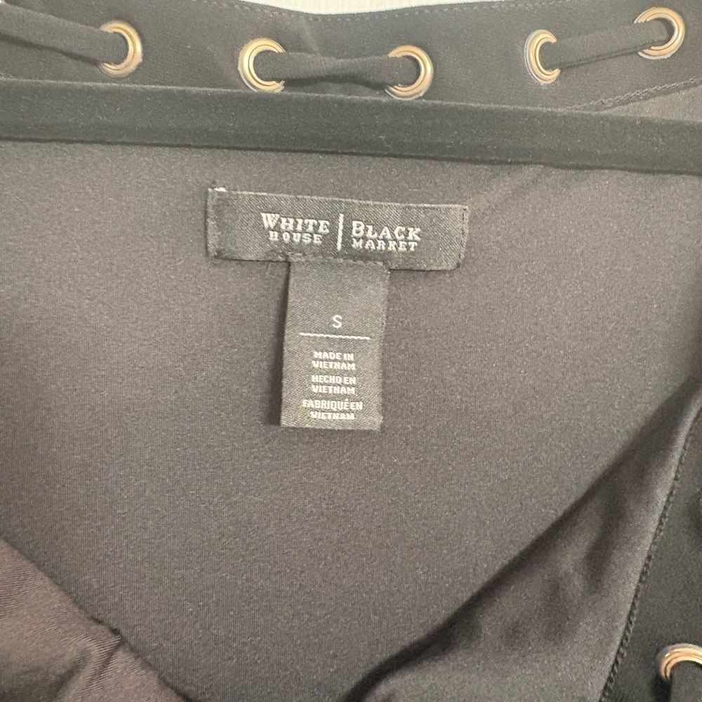 White House‎ Black Market Black Dress with Gold Accents S - Picture 2 of 12